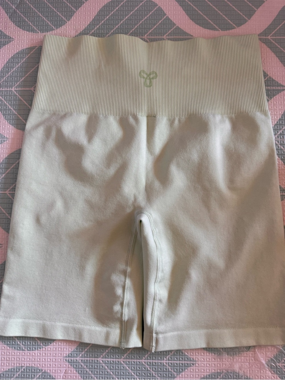 TNA Light Sage Green Ribbed Waist Shorts